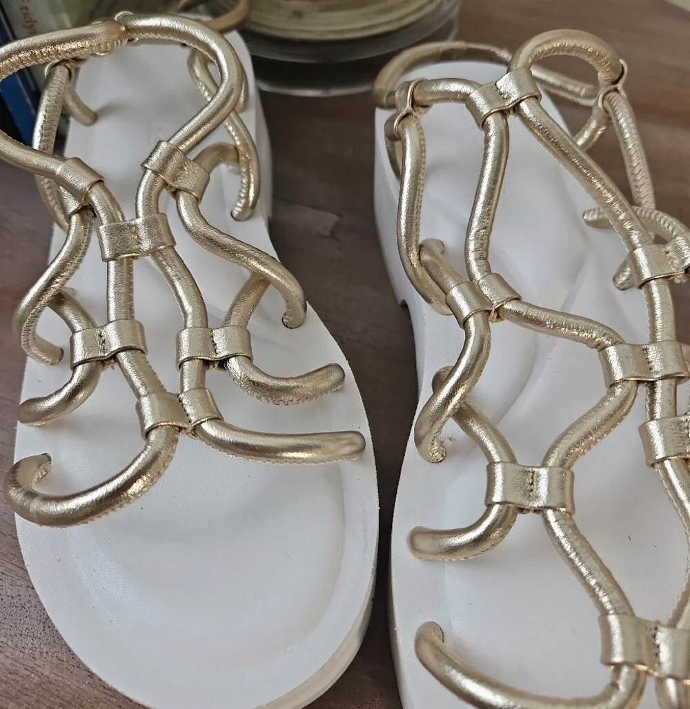 Aerosoles Women’s Sandal Platform Slide in Metallic Gold Leather